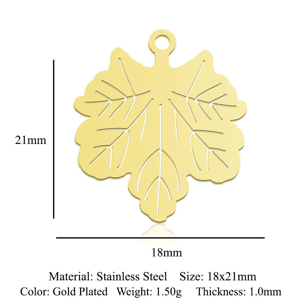 5 pcs/bag leaf maple leaf titanium steel pendant