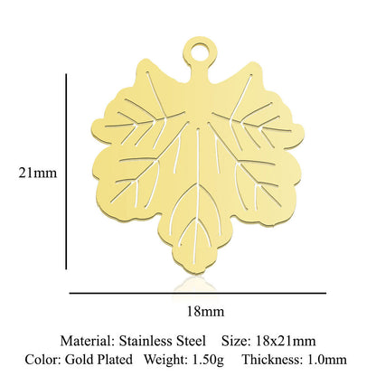 5 pcs/bag leaf maple leaf titanium steel pendant