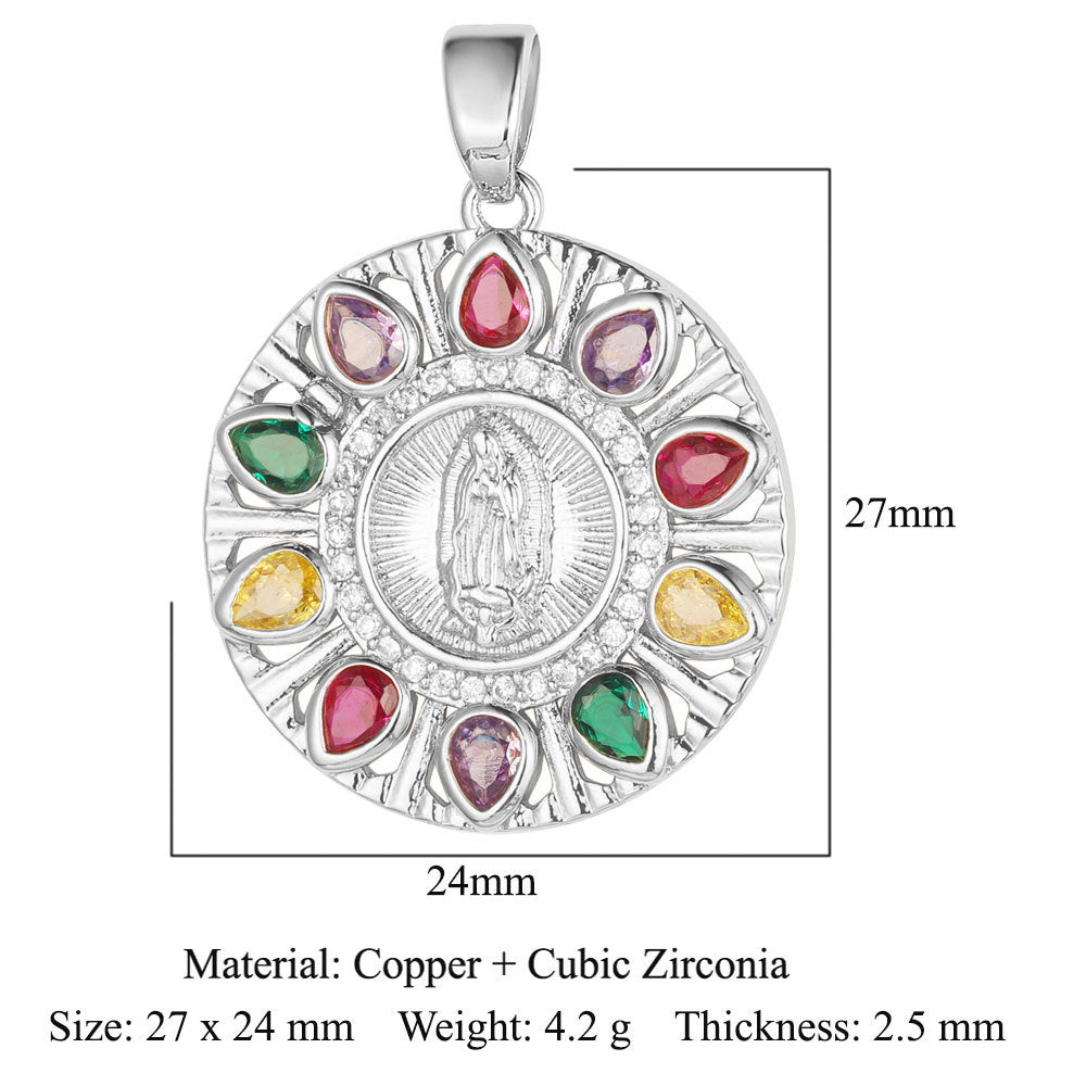 Color zirconium copper micro-inlaid zircon necklace pendant