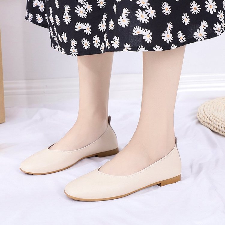 Casual square head shallow mouth flat shoes wholesale