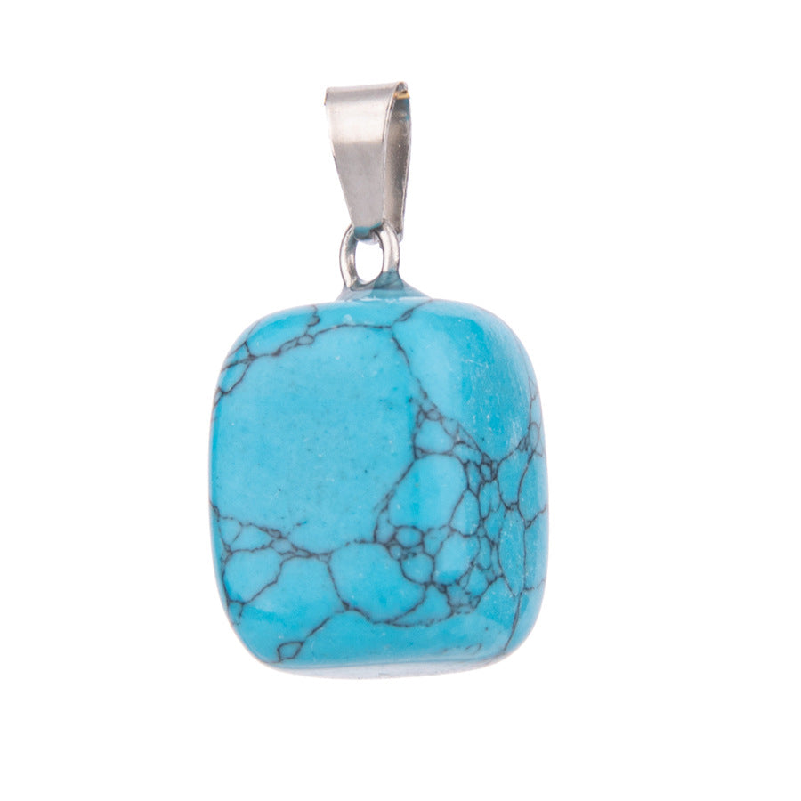 Crystal amorphous semi-precious stone cube pendant