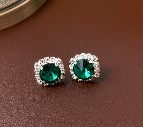 Green Neck Chain Necklace Earrings Two-piece Set