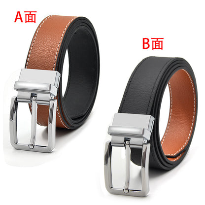 Double Sided Rotary Buckle Belt for Men
