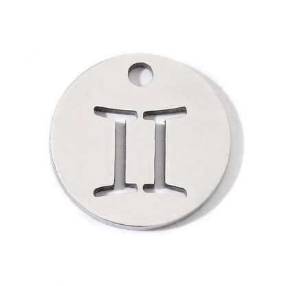 20 pcs/pack simple steel color twelve constellations titanium steel pendant