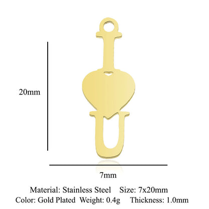 Paquete de 5 unidades, colgante de acero de titanio con diamantes de amor, colgante de huella digital. 