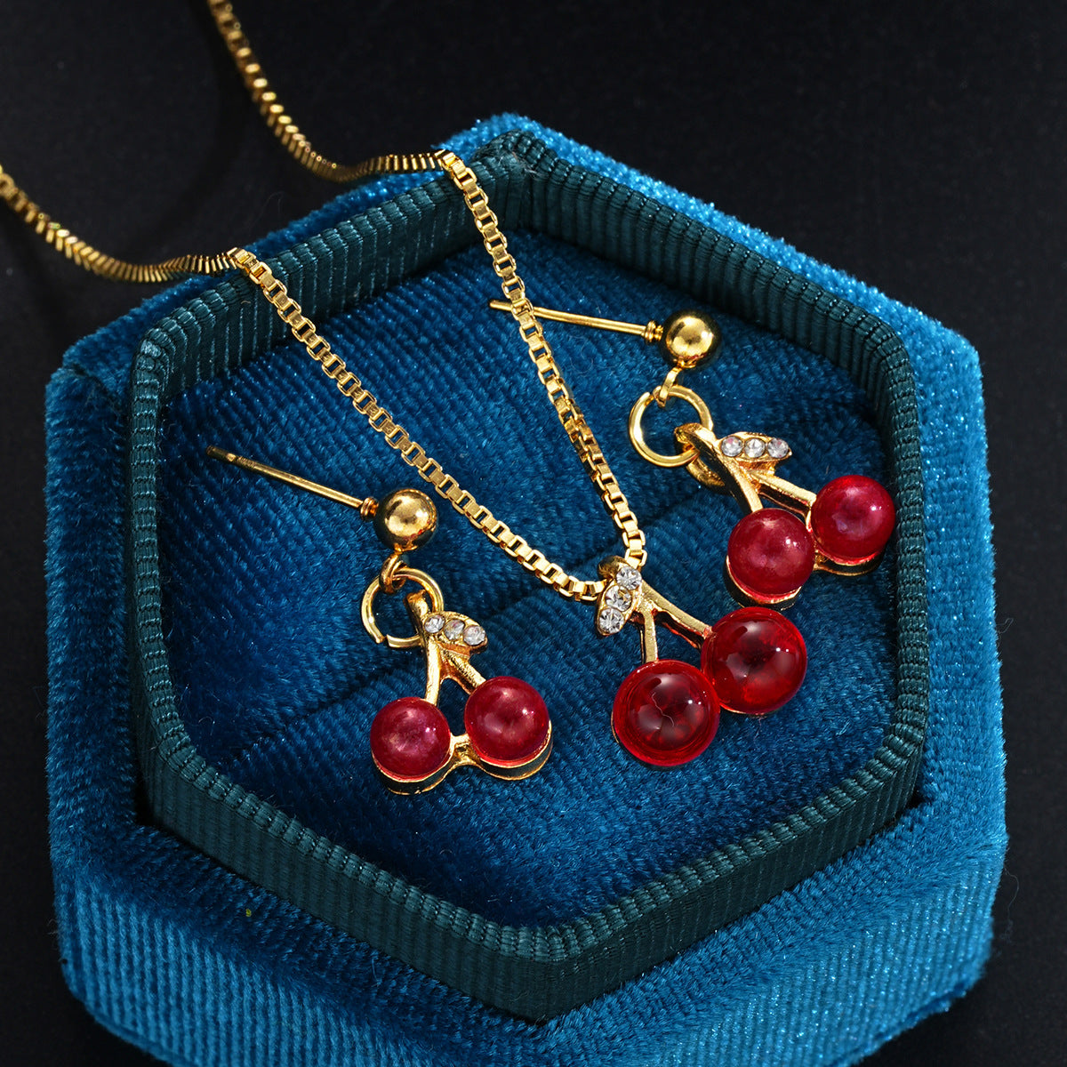 Cherry Earrings & Necklace Set