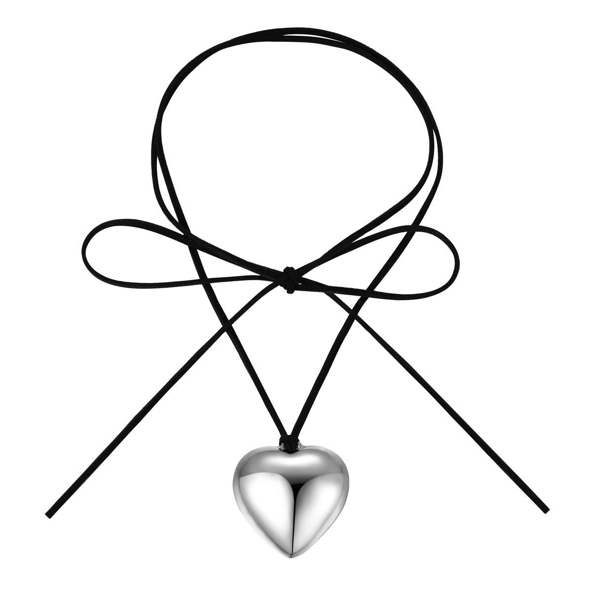 Adjustable Bow Heart Pendant Choker
