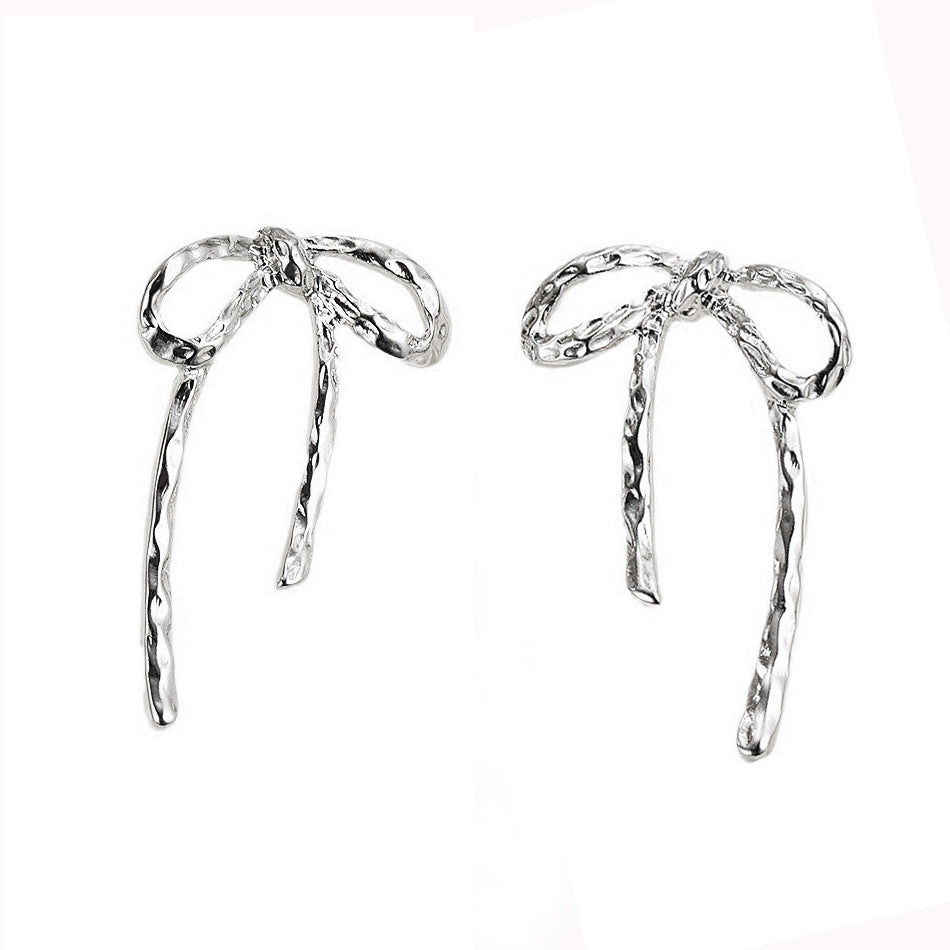 Irregular Metal Bow Stud Earrings
