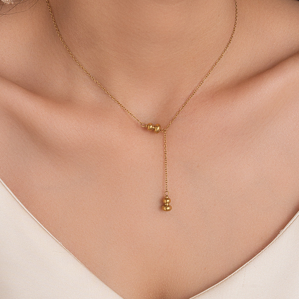 Titanium Steel Gourd Tassel Necklace