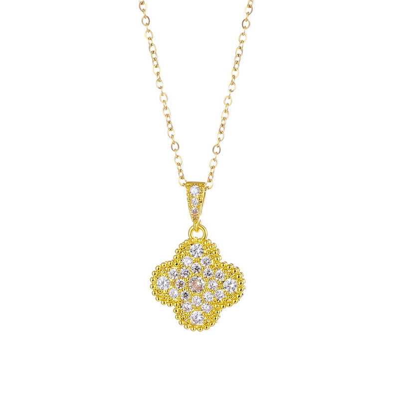 Women's Four-Leaf Clover Micro-Pave Zircon Necklace