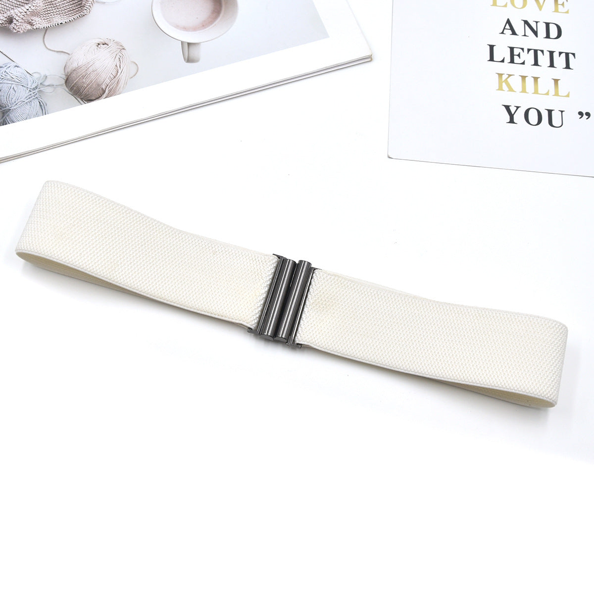 Red elastic waist seal wide belt
