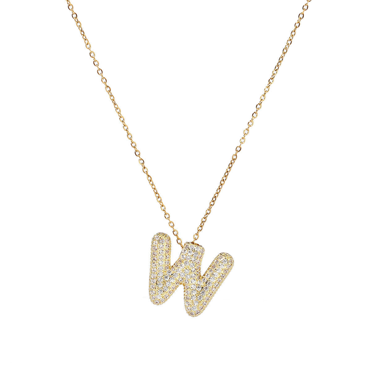 fashion A-Z Copper Zircon Letter Necklace Pendant