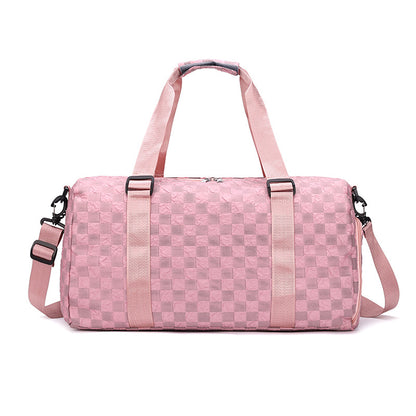Fashion Plaid Fitness Travel Bag