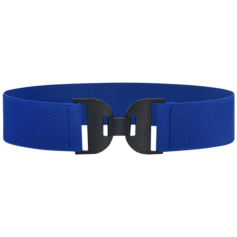 Elastic elastic pair buckle wide belt
