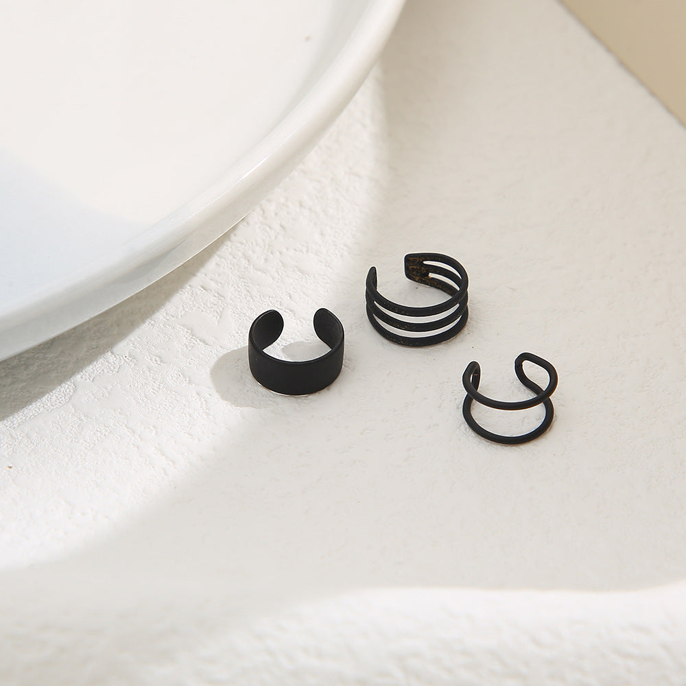 Black C-Shaped Ear Clip Set