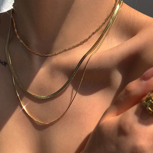 Stacked Snake Bone Chain Necklace