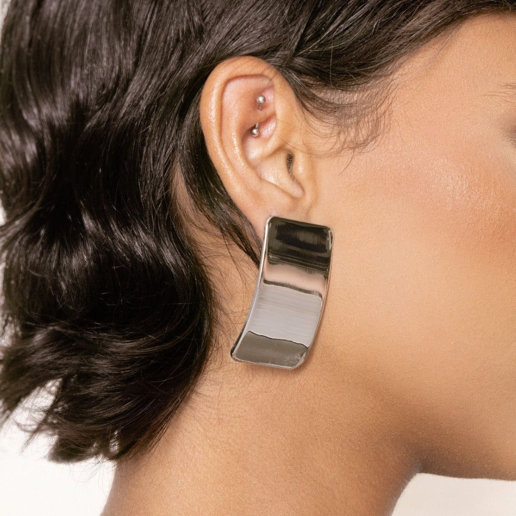 Pendientes rectangulares de acero titanio 