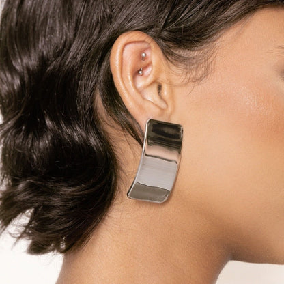Pendientes rectangulares de acero titanio 
