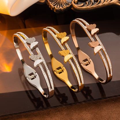 Butterfly Titanium Steel Bracelet - Trendy Hollow Design!