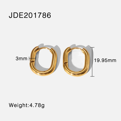 Oval all-match earrings