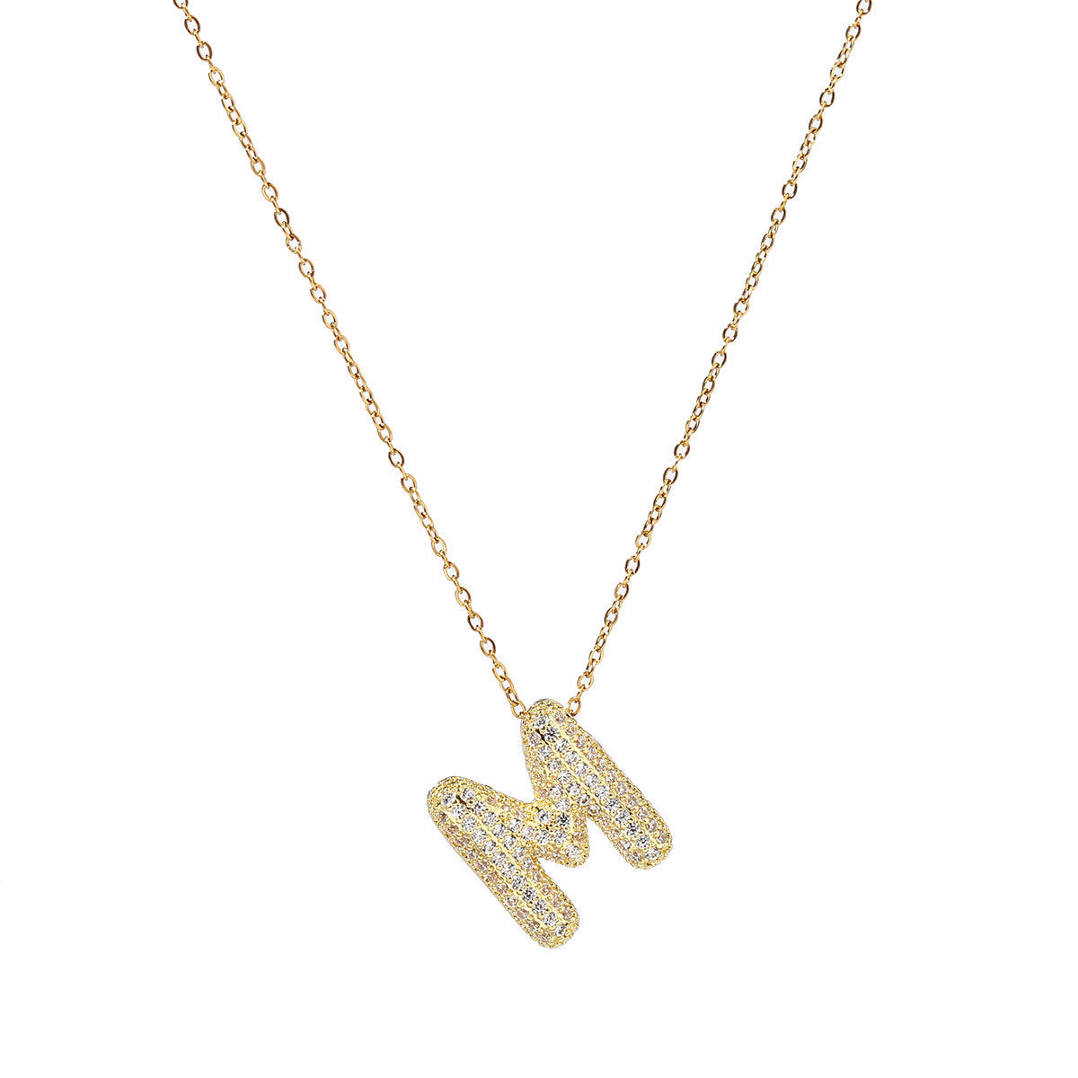 fashion A-Z Copper Zircon Letter Necklace Pendant