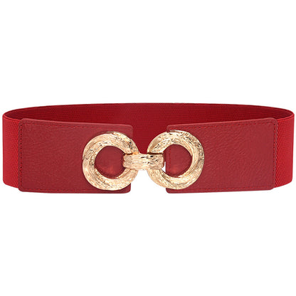 Circle pair buckle new wide belt