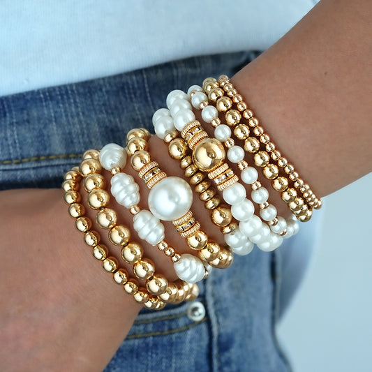 9-Piece Stacked Pearl Bracelet Set