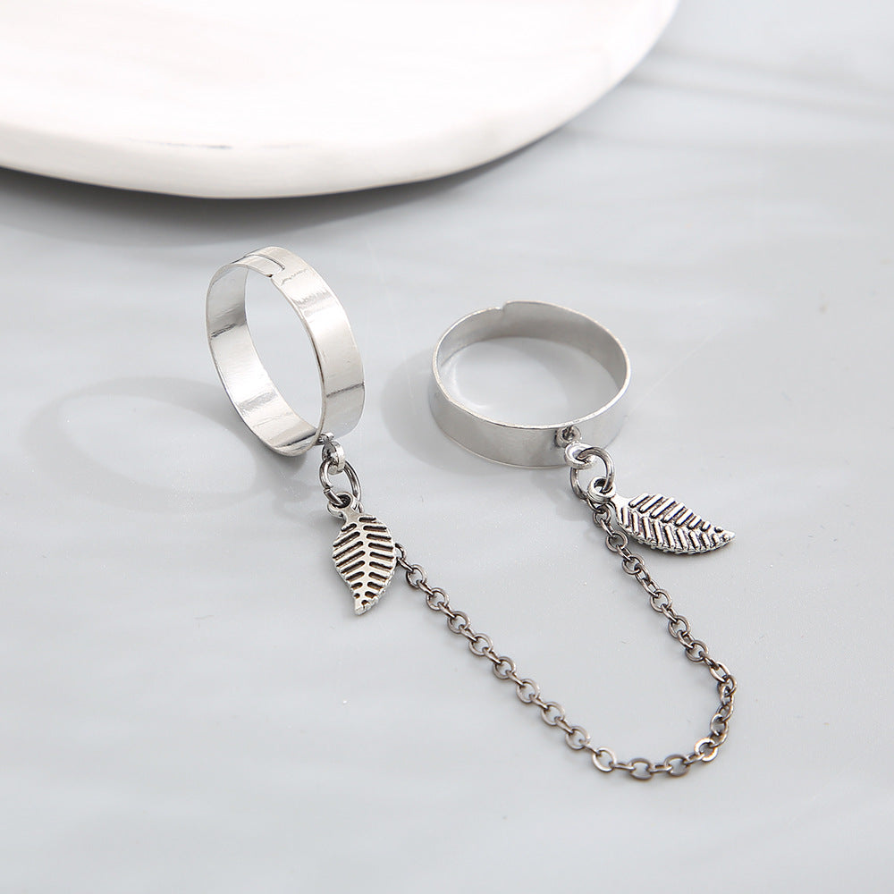 Adjustable Punk Leaf Chain Ring