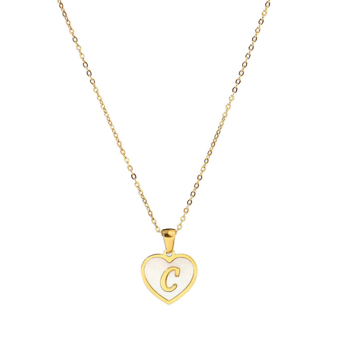 Titanium steel heart-shaped 26 English letter necklace