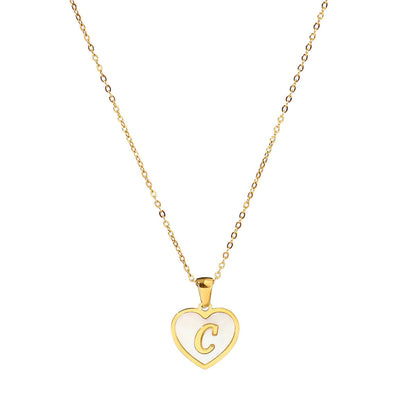 Titanium steel heart-shaped 26 English letter necklace