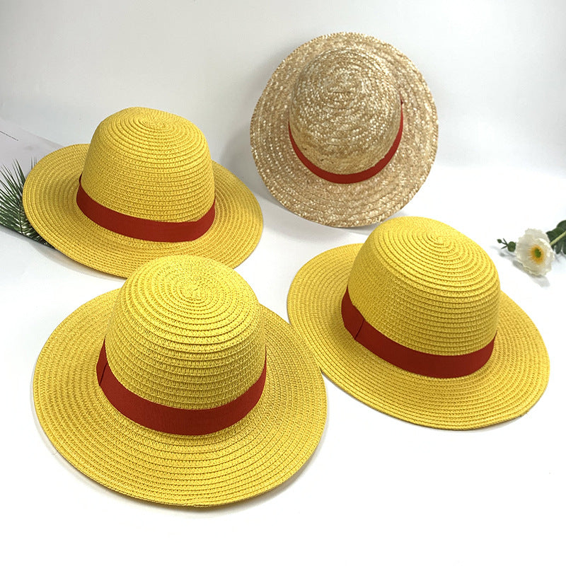 Sombrero de paja de Luffy de One Piece COSPLAY Protección UV para padres e hijos 