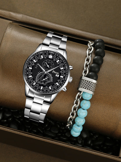 Alloy Watch Crown Beaded Turquoise Set