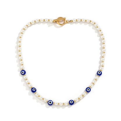 Collar de ojo de perla de imitación empalmado 