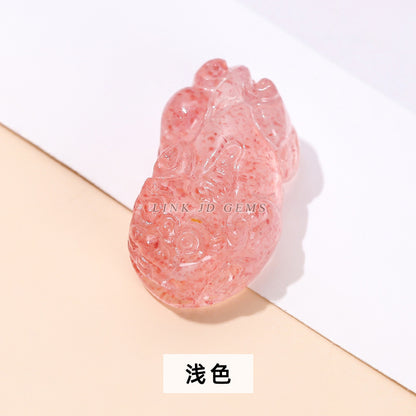 18 * 10Mm natural pigeon blood red strawberry crystal Pixiu Seiko engraving
