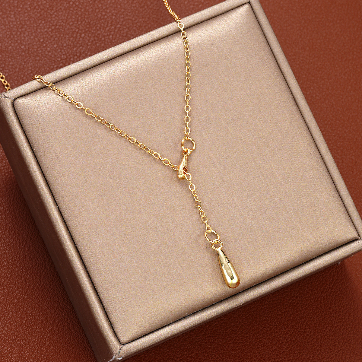 Gold Waterdrop Fringe Necklace