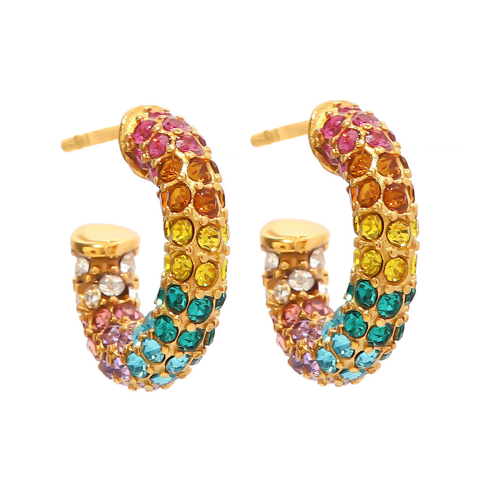 Colorful Zirconia Hoop Earrings