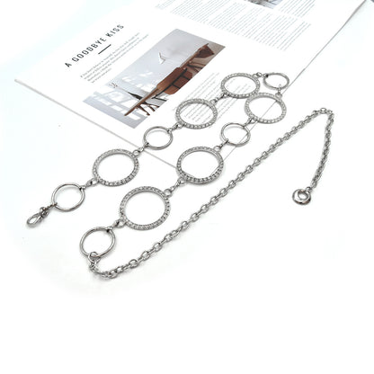 Belt chain female metal rhinestone