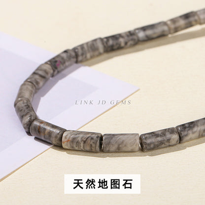 4 * 9 natural jade powder crystal round tube loose beads