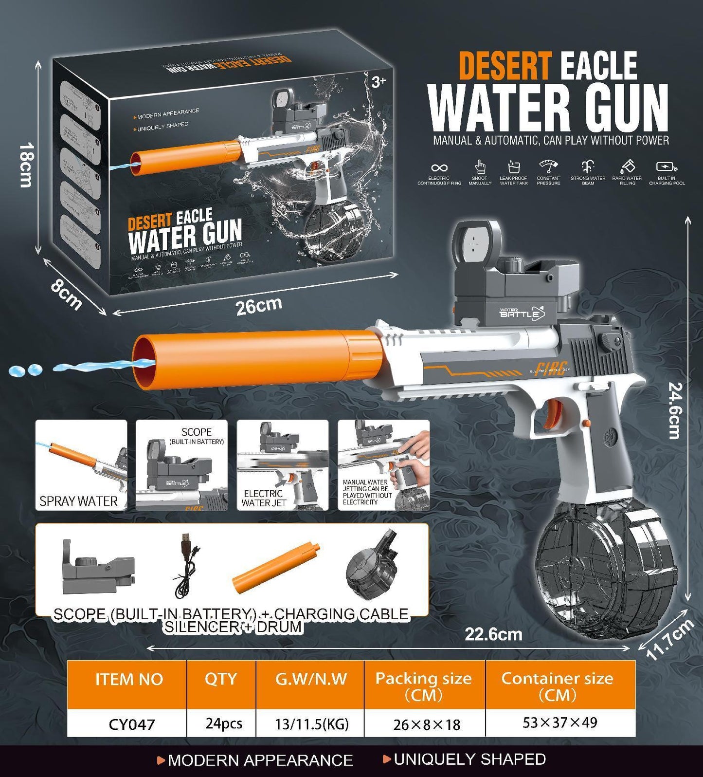 Rechargeable Automatic Water Gun, Large Capacity