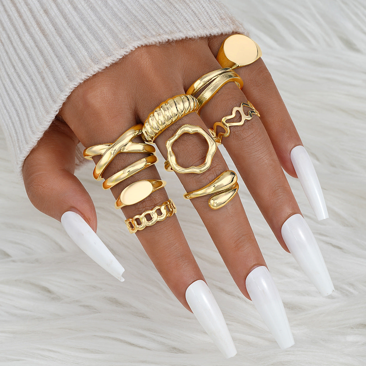 Irregular Smooth Ring Set (4-Piece)
