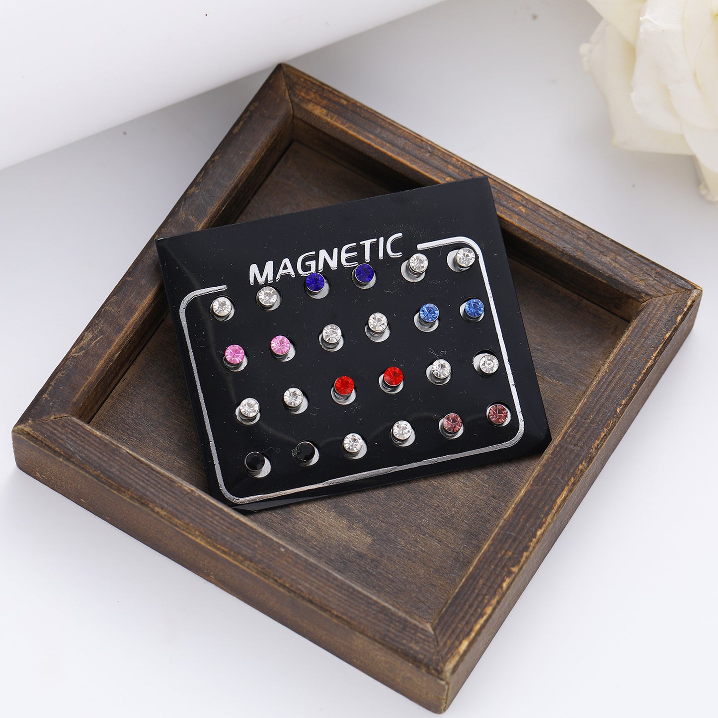 12-Pair Magnetic Crystal Stud Earring Set