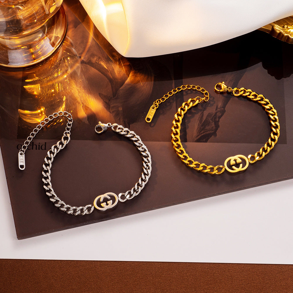 Pulseira de aço titânio de alta qualidade - estilo euro-americano luxuoso 