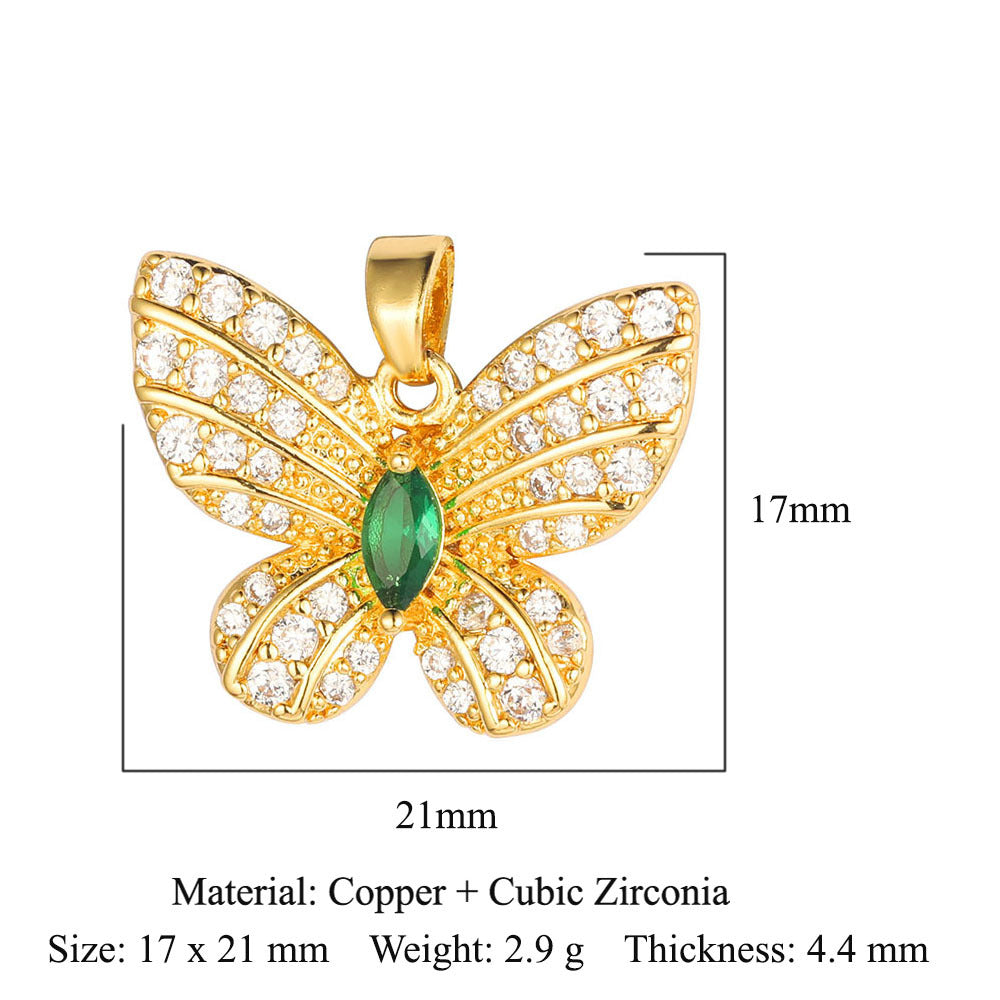 Fly color zirconium copper micro-inlaid necklace pendant