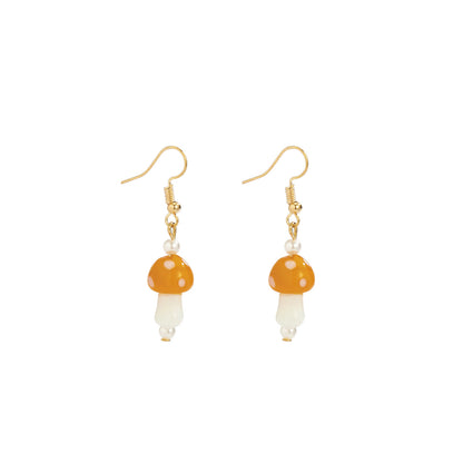 Glazed mushroom imitation pearl earrings