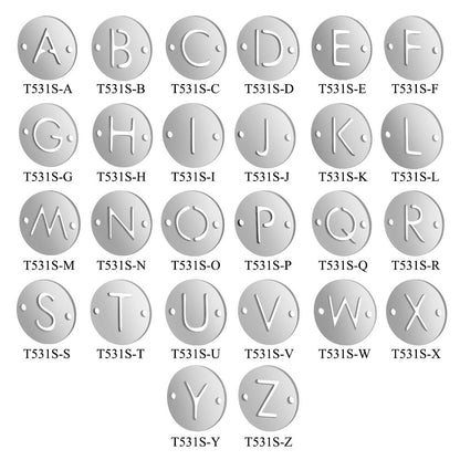 5 pcs/titanium steel English alphabet DIY pendant