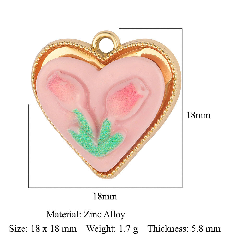 5 pcs/bag flower love rose alloy pendant