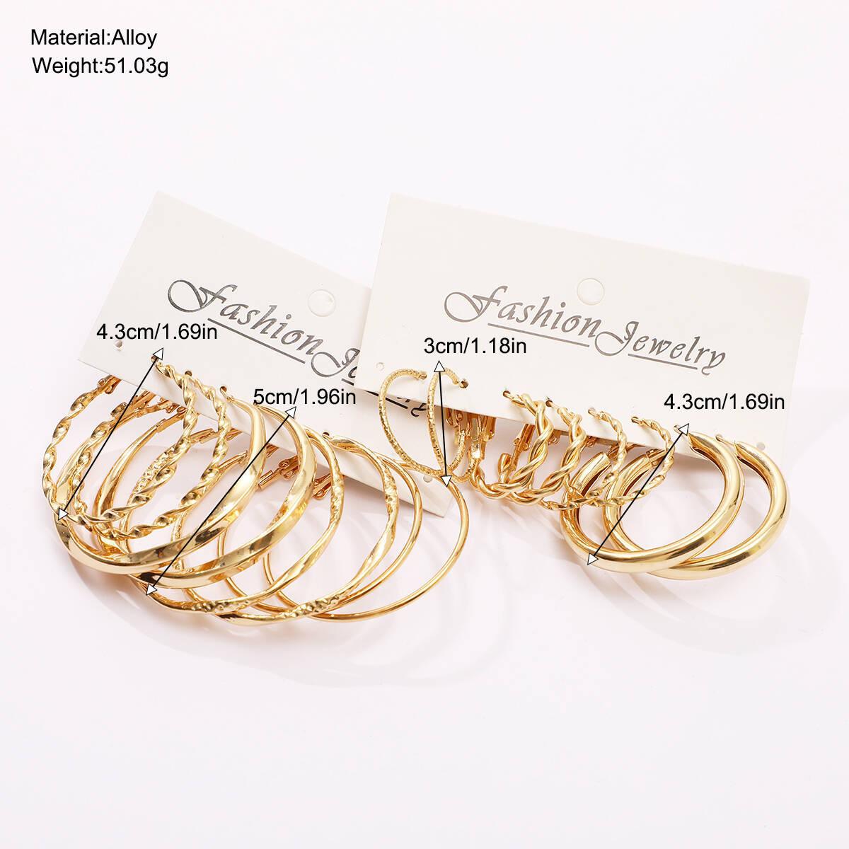 Gold Texture Earring Set
