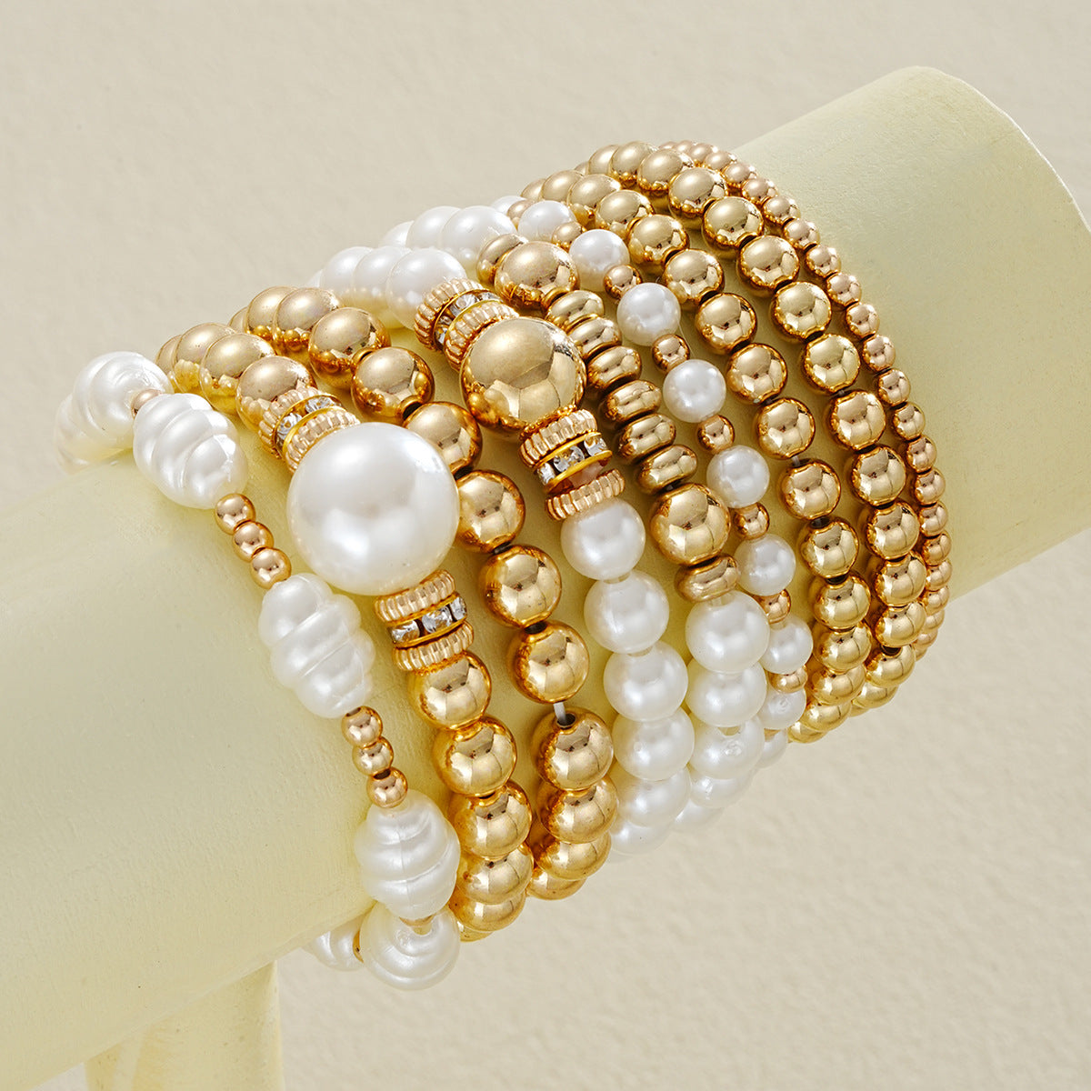 9-Piece Stacked Pearl Bracelet Set