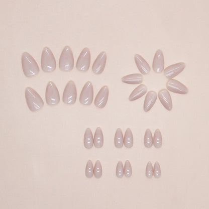Nude Short Almond Fake Nails 30 Pieces