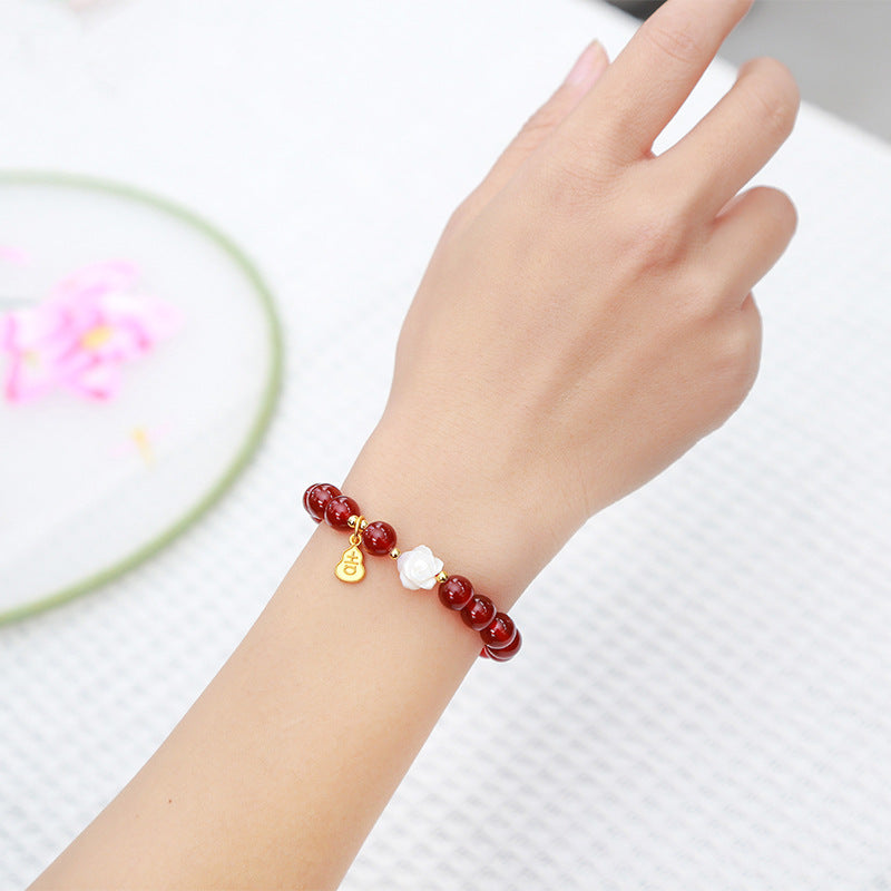 Pulsera de flor de concha de ágata 7A 